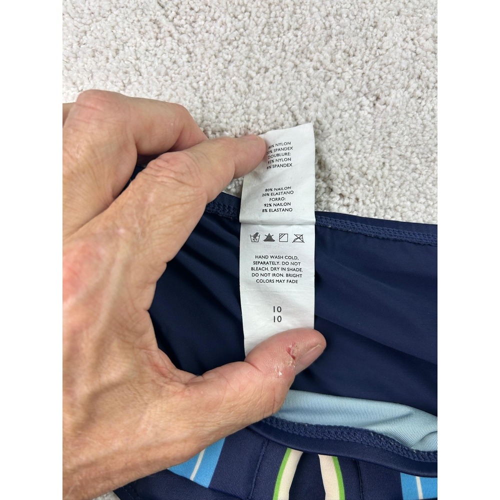Jantzen‎ Bikini Bottom Womens Size 10 Blue Striped Belted Swimwear Swim Briefs - Picture 5 of 7